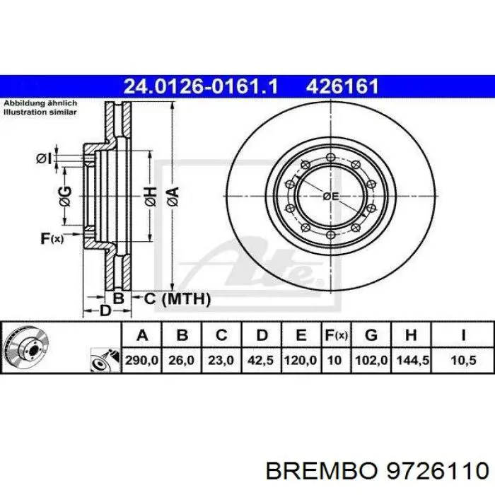 9726110 Brembo freno de disco delantero