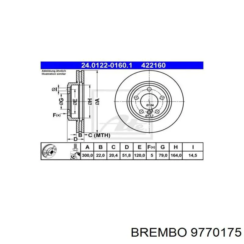 Disco de freno delantero Brembo 9770175