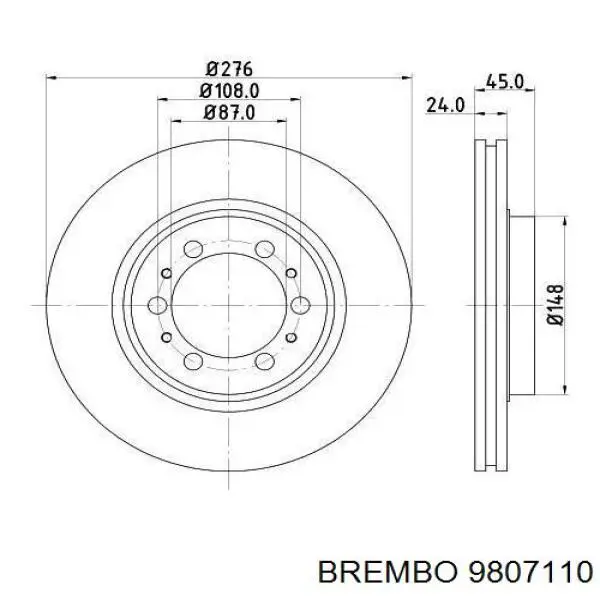 9807110 Brembo freno de disco delantero