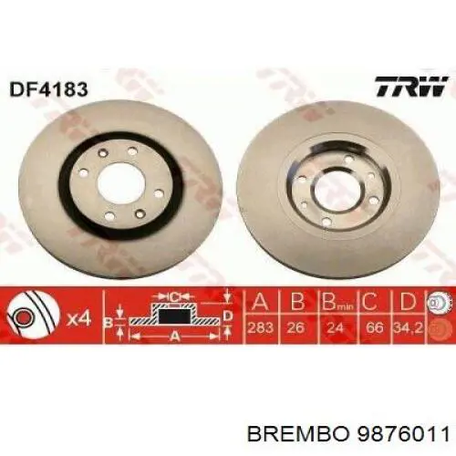 Freno de disco delantero Citroen C4 UD