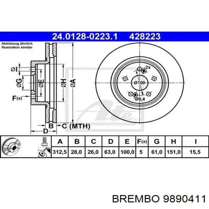 9890411 Brembo freno de disco delantero