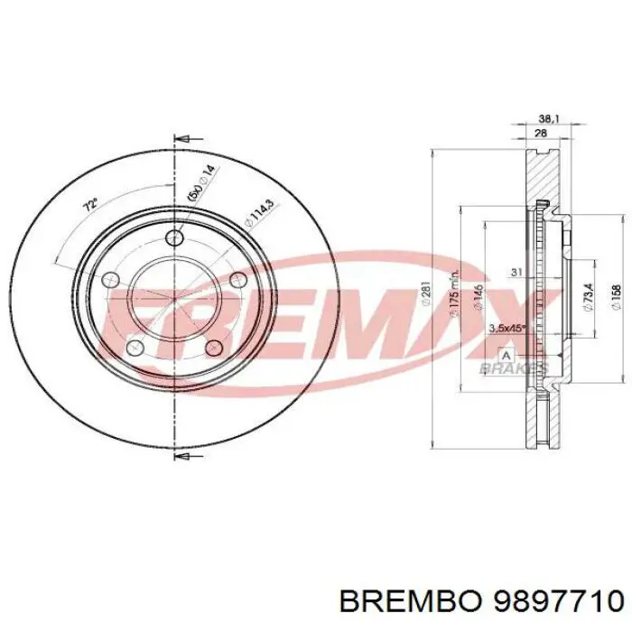 9897710 Brembo freno de disco delantero