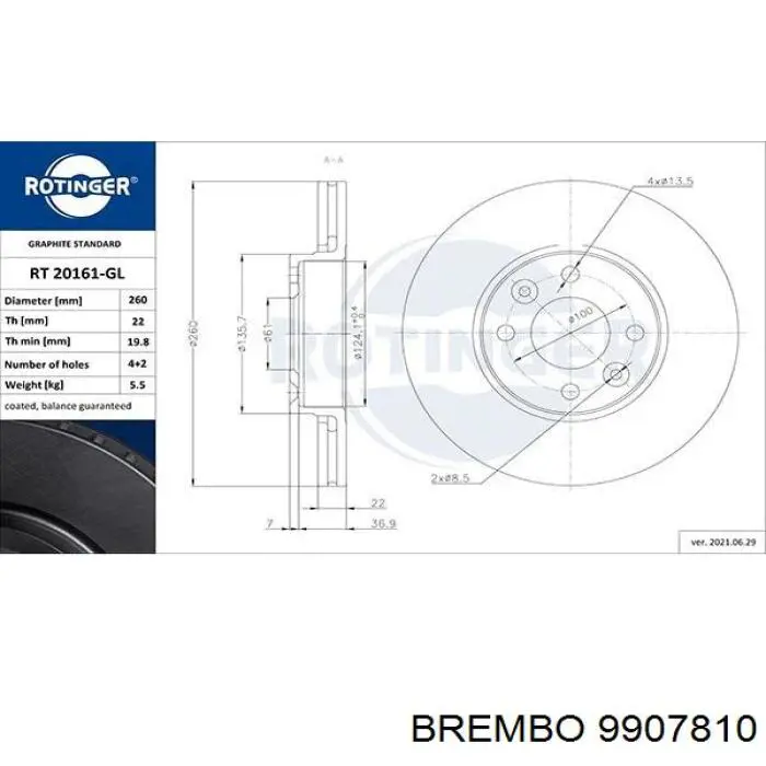Freno de disco delantero Nissan Versa E12X