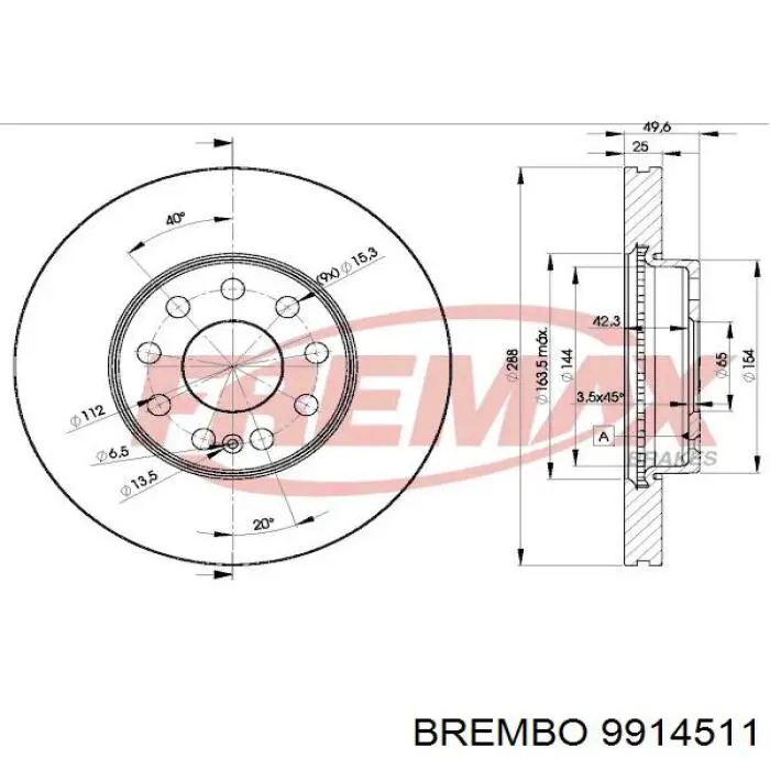 Freno de disco delantero Volkswagen Caddy 2 9K9