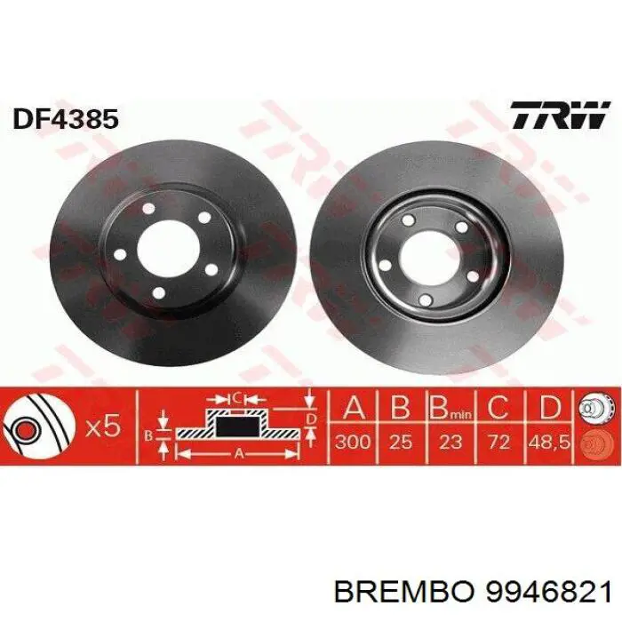 9946821 Brembo disco de freno delantero