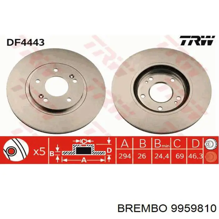 9959810 Brembo freno de disco delantero