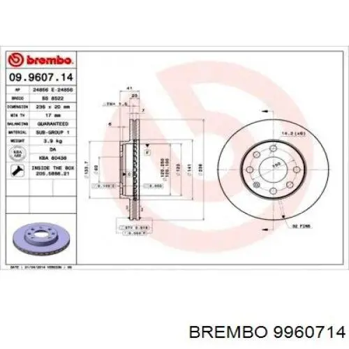 Freno de disco delantero Opel Astra 51, 52, F35, M35