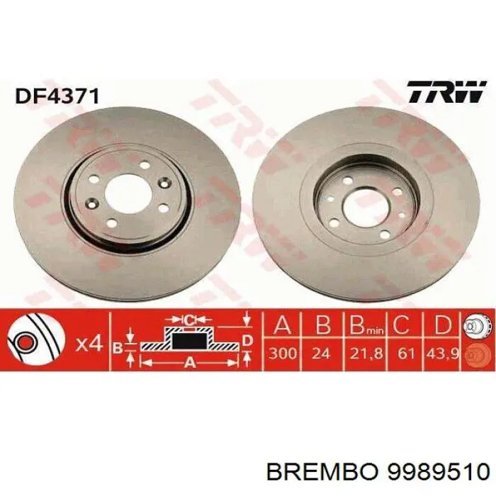 9989510 Brembo disco de freno delantero