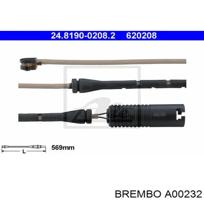 A00232 Brembo contacto de aviso, desgaste de los frenos