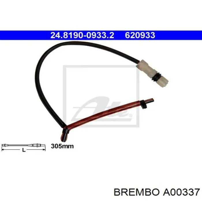 A00337 Brembo contacto de aviso, desgaste de los frenos, delantero izquierdo