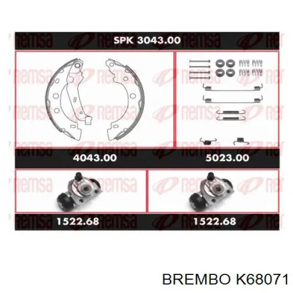 Kit de zapatas de frenos de tambor, con cilindros, completo Brembo K68071 precio, desde 87,14 EUR