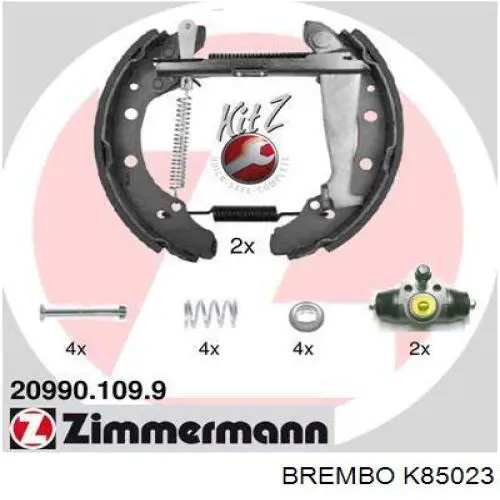 K85023 Brembo kit de frenos de tambor, con cilindros, completo