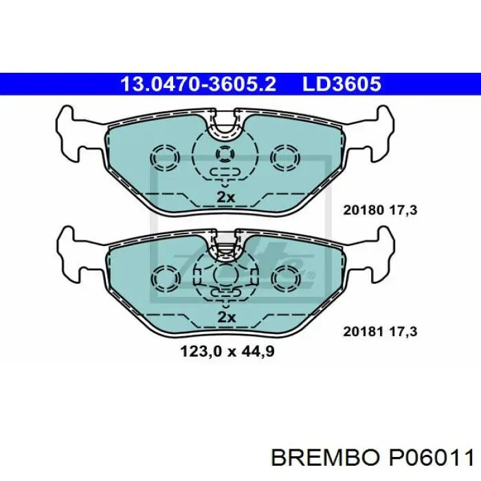 Pastillas de freno traseras P06011 Brembo
