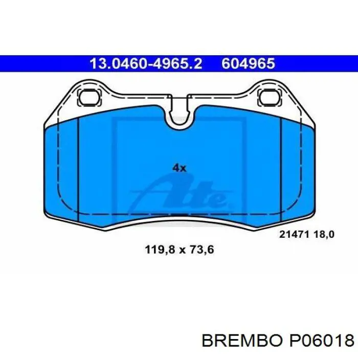 Pastillas de freno P06018 Brembo