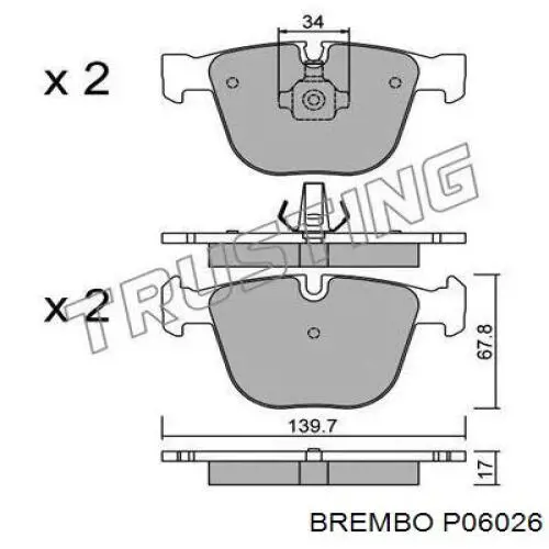Pastillas de freno traseras P06026 Brembo