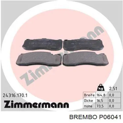 Pastillas de freno P06041 Brembo