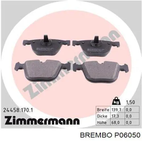 Pastillas de freno traseras P06050 Brembo