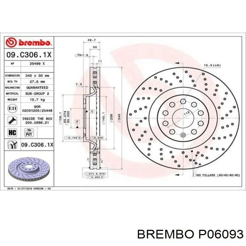 Pastillas de freno P06093 Brembo
