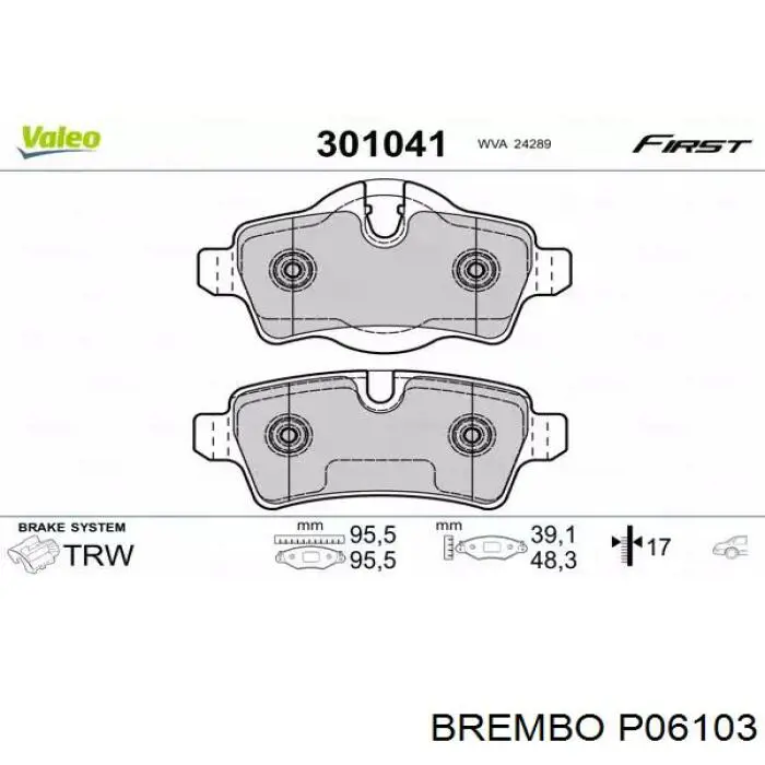 Pastillas de freno traseras P06103 Brembo