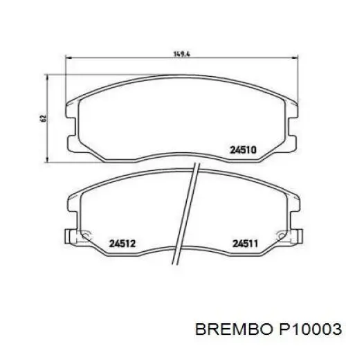 P10003 Brembo Pastillas delanteras