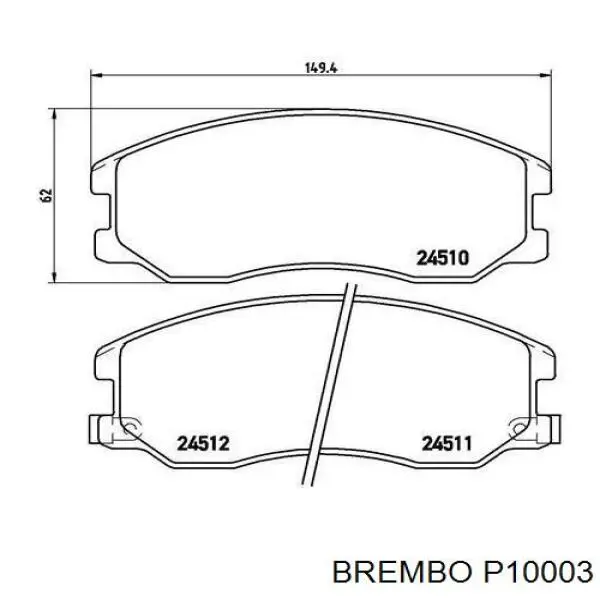 P10003 Brembo pastillas de freno delanteras