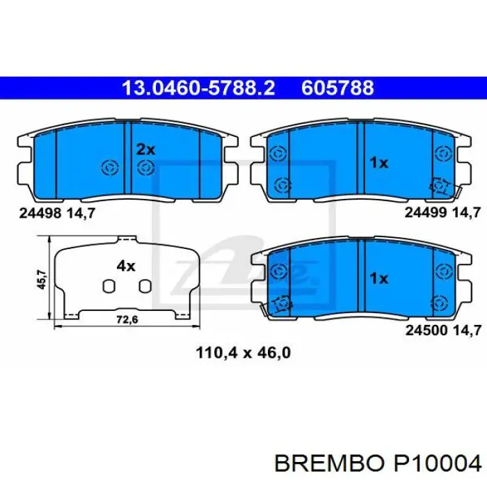 Comprar P10004 Brembo Pastillas de freno traseras