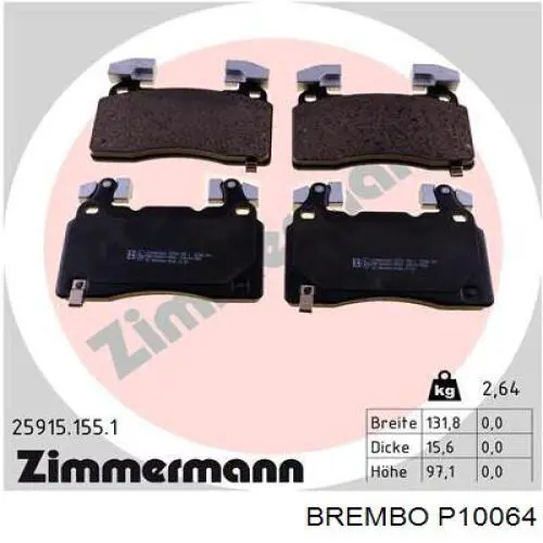 P10064 Brembo Pastillas delanteras