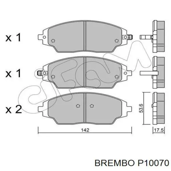 P10070 Brembo pastillas de freno delanteras