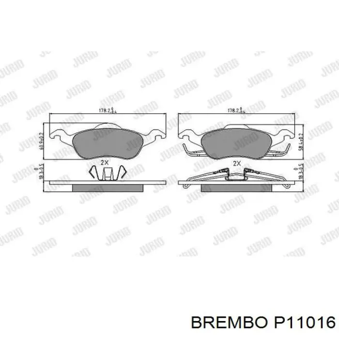 P 11 016 Brembo pastillas de freno delanteras