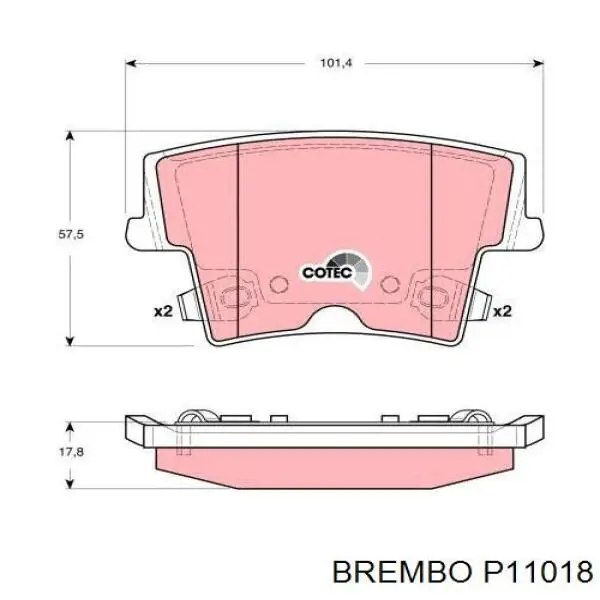 P11018 Brembo pastillas de freno traseras