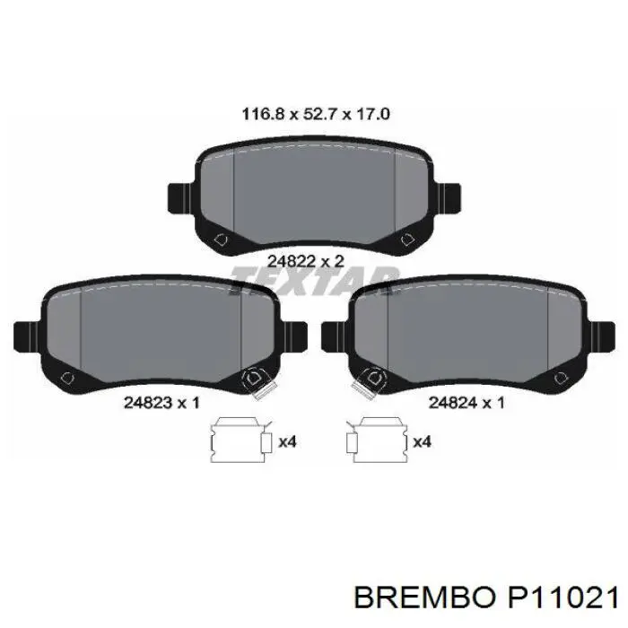 P 11 021 Brembo pastillas de freno traseras