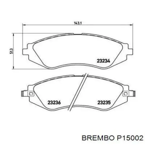 Pastillas de freno delanteras Brembo P15002