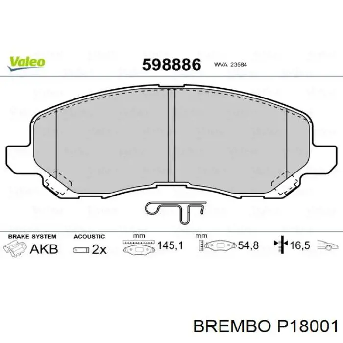 Pastillas freno delanteras Brembo P18001 precio, desde 29,01 EUR