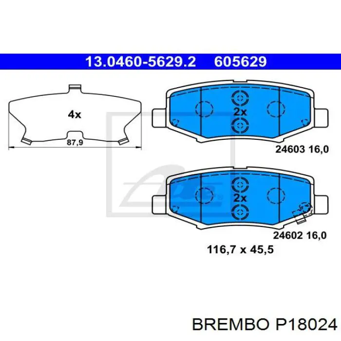 P18024 Brembo pastillas de freno traseras