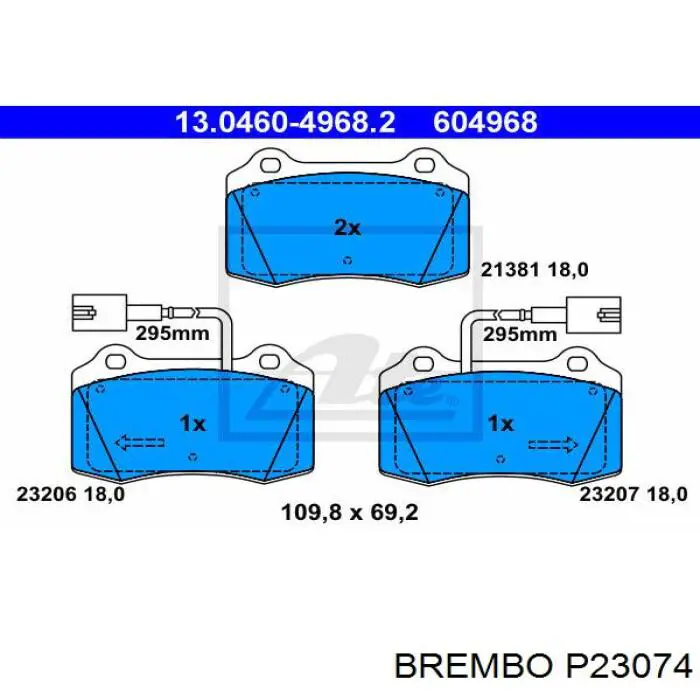 P 23 074 Brembo pastillas de freno delanteras