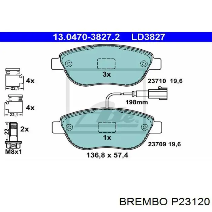 P23120 Brembo pastillas de freno delanteras