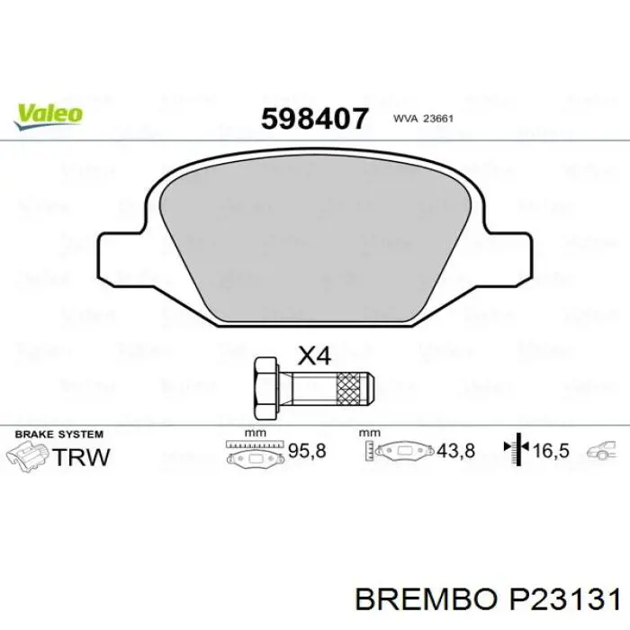 P23131 Brembo pastillas de freno traseras