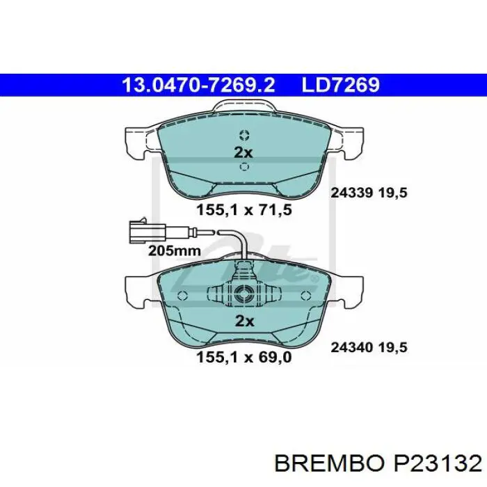 Pastillas de freno P23132 Brembo