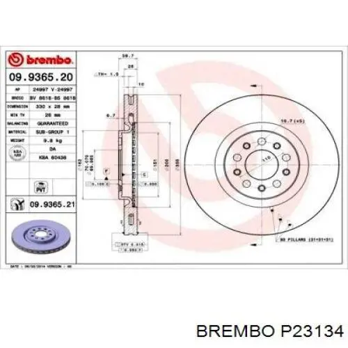 P 23 134 Brembo pastillas de freno delanteras