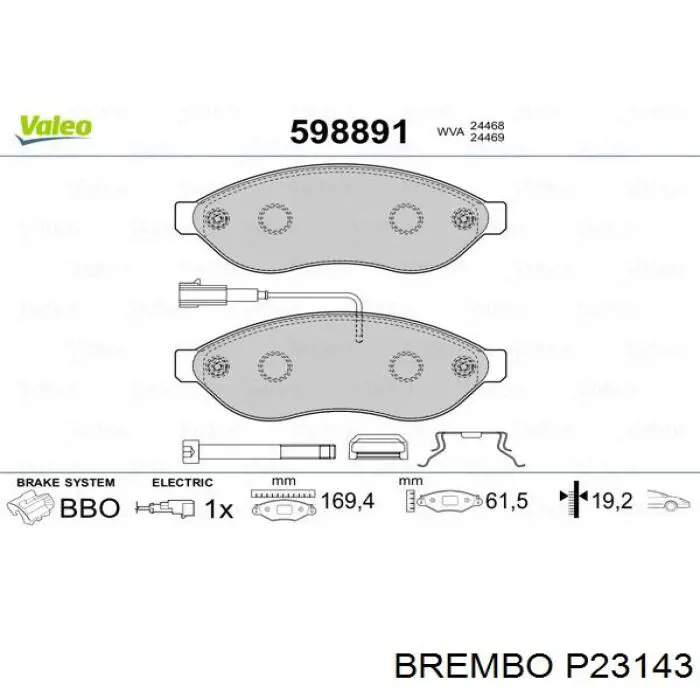 P23143 Brembo Pastillas delanteras
