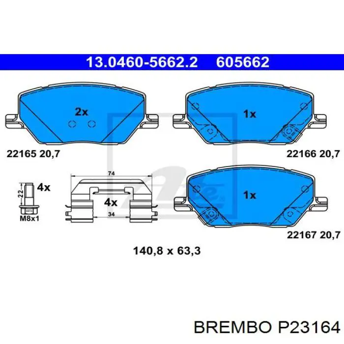 Comprar P23164 Brembo Pastillas delanteras de freno