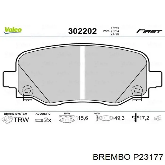 Comprar P23177 Brembo Pastillas de freno traseras