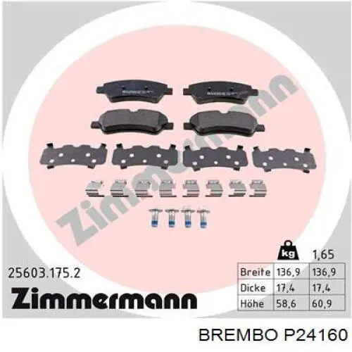P24160 Brembo Pastillas freno traseras