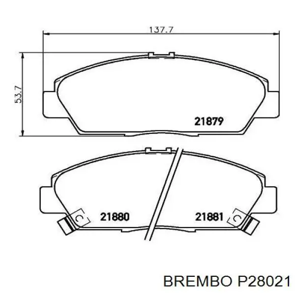 P28021 Brembo Pastillas delanteras