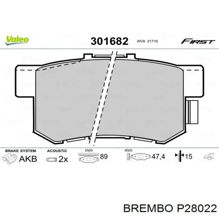 Pastillas traseras de freno Brembo P28022 precio, desde 19,13 EUR