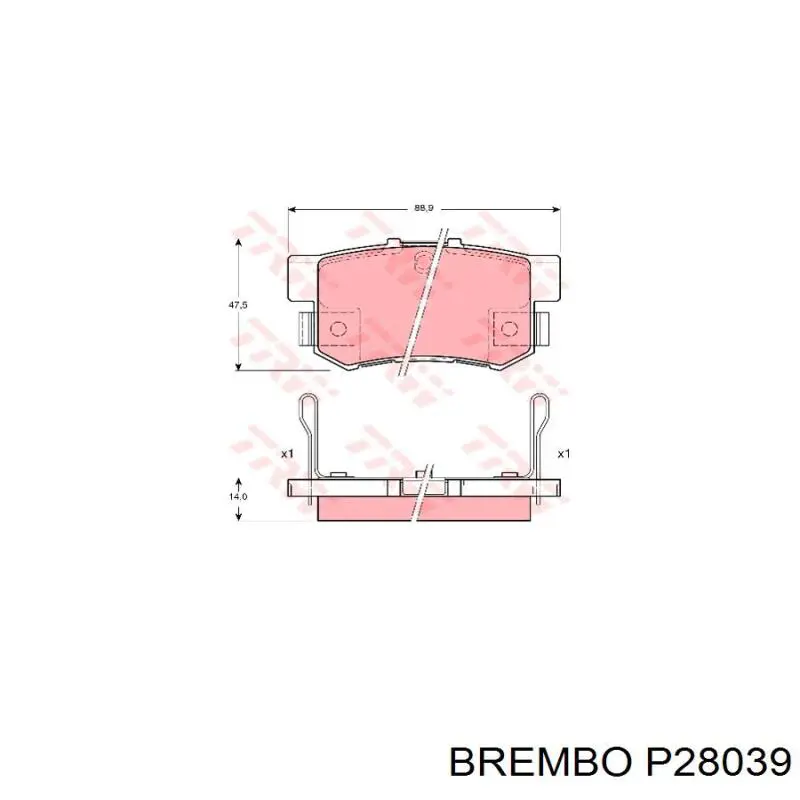 Pastillas de freno traseras P28039 Brembo