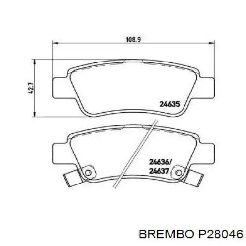 Pastillas de freno traseras P28046 Brembo