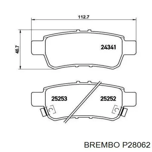 P 28 062 Brembo pastillas de freno traseras