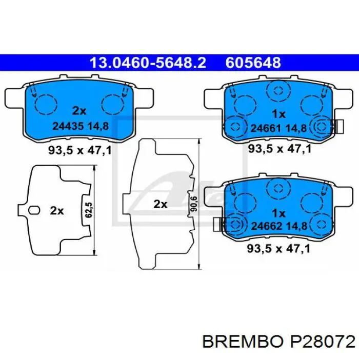Pastillas traseras Brembo P28072
