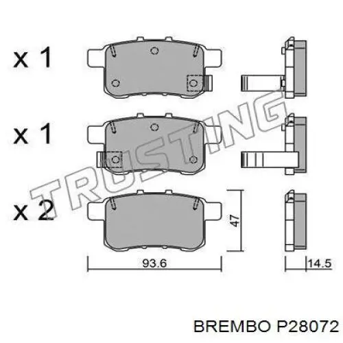 P28072 Brembo Pastillas freno traseras